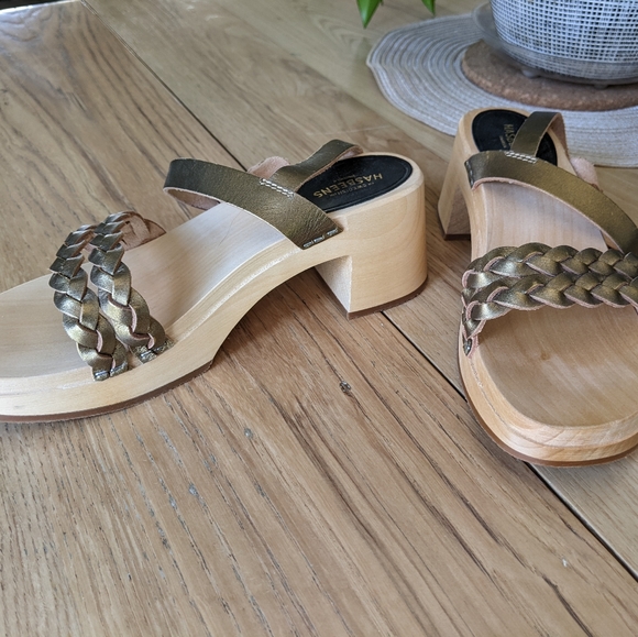 Swedish Hasbeen *never worn* Braided Sandal Wooden Clog - Picture 3 of 15